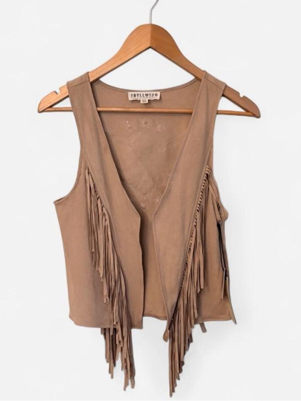 IDYLLWIND Miranda Lambert Tan Fringe Vest Faux Suede Large Eagle Americana - Picture 2 of 8